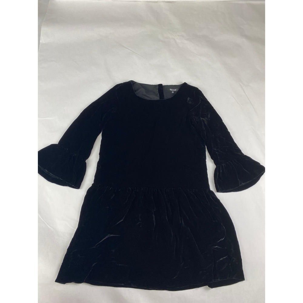 Madewell Velvet Bell Sleeve Dress Women's Size XXS Black - Flaw